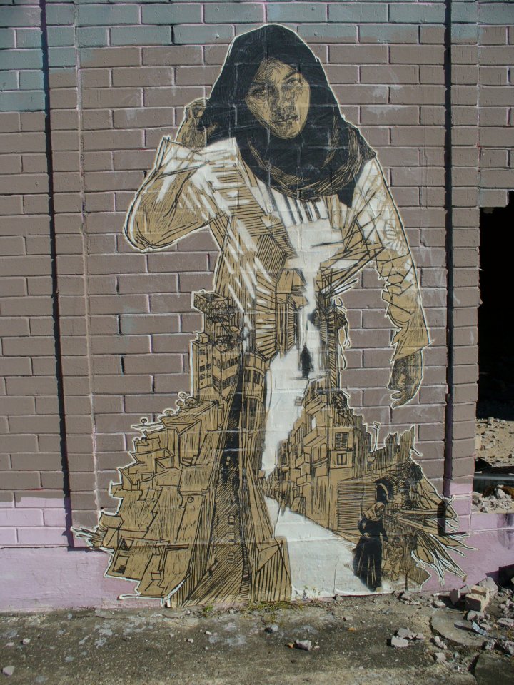 Street art by Swoon, New Orleans 2010
